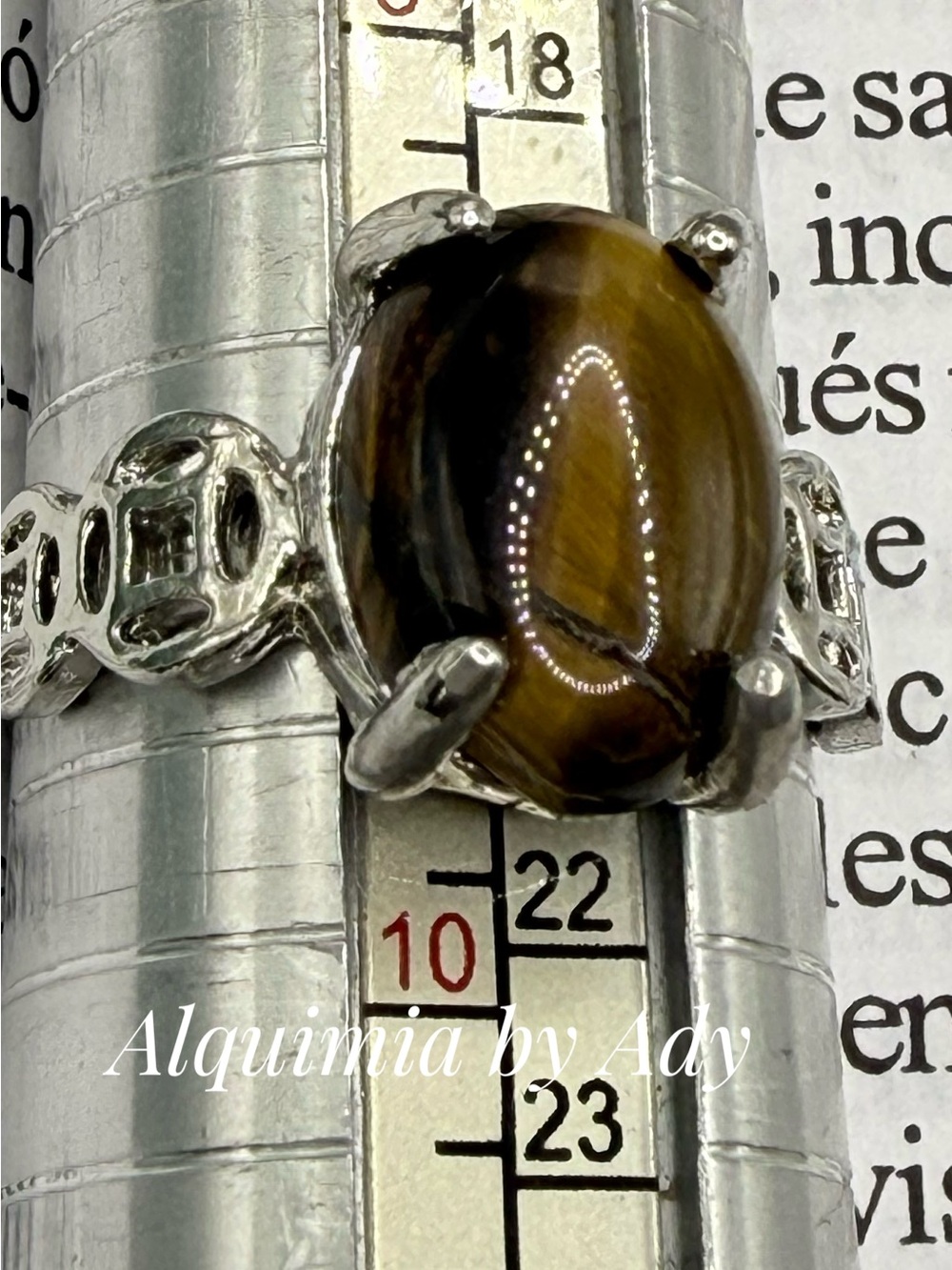Tiger Eye Silver-Plated Statement Ring - Golden Brown